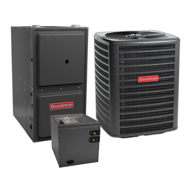 Fan Favorite Goodman 1.5 Ton 13.4 SEER2 Central Air Conditioner, 96% AFUE 80K BTU Gas Furnace and Evaporator Coil