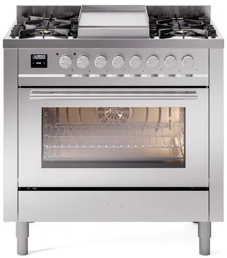 Bargain ILVE Professional Plus II 36-Inch Freestanding Propane Gas Dual Fuel Range with 6 Sealed Burner in Stainless Steel (UP36FWMPSSLP)