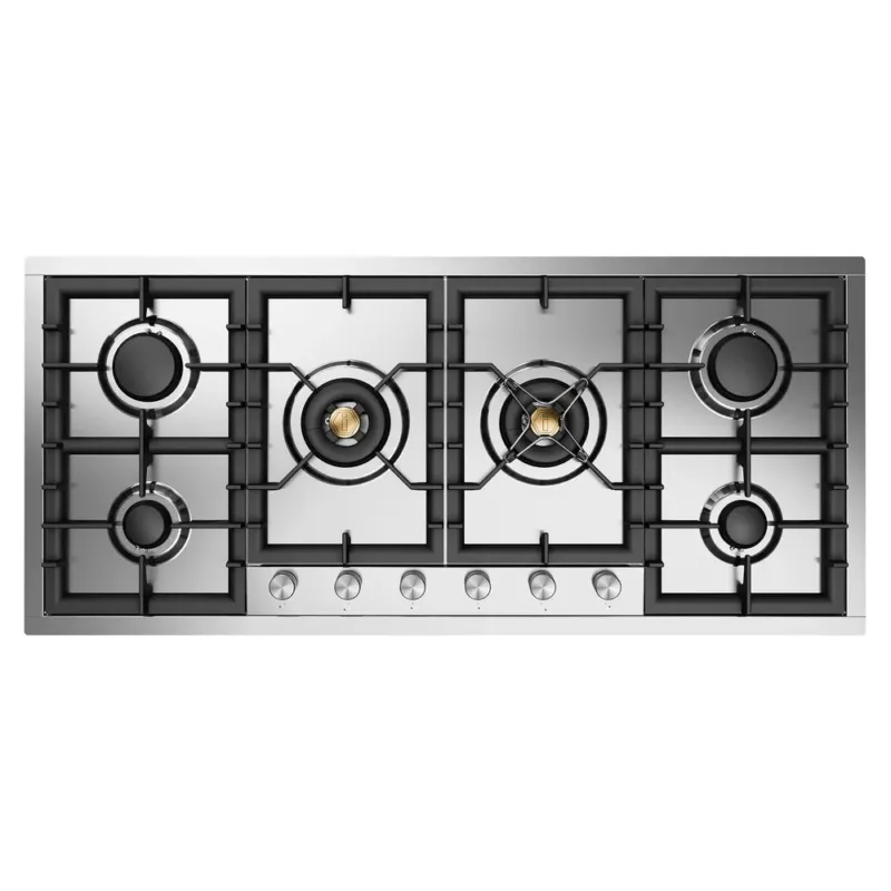 ILVE Professional Plus II 48-Inch Built-In Gas Cooktop with Total Black Brass Burners in Stainless Steel with 6 Sealed Burners (UHCPT125SS) Today Only