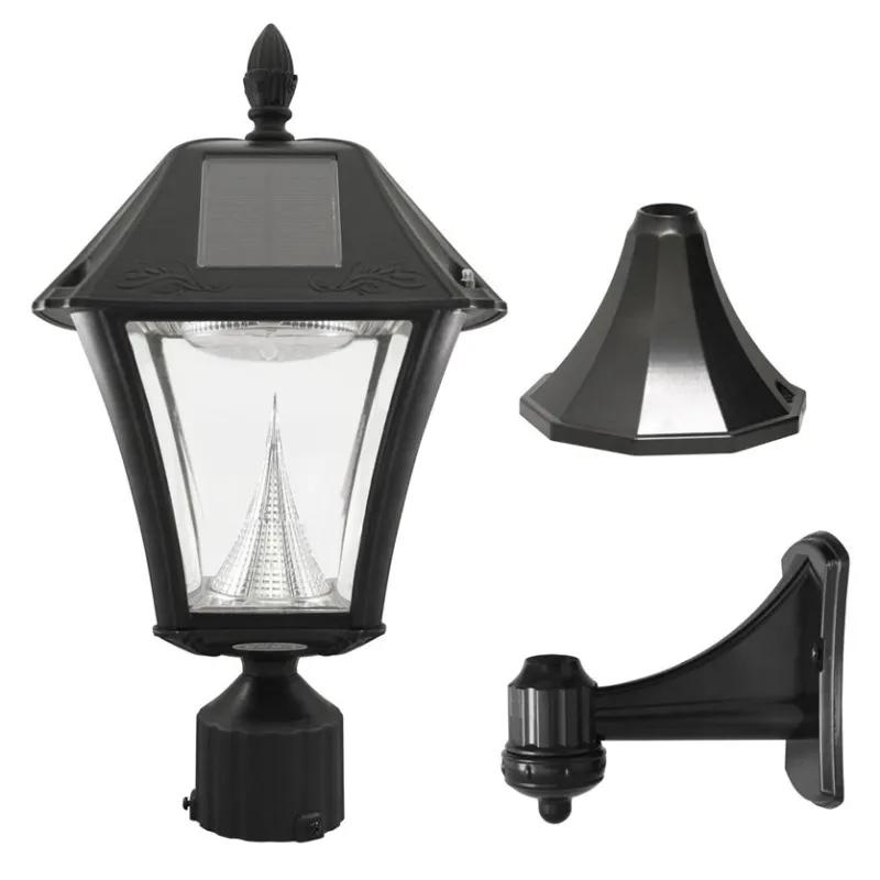 Baytown II Solar Light - With Pole, Post & Wall Mount Kit - Black Factory Price