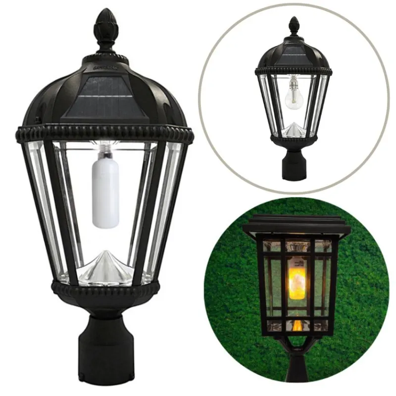 Flash Sale Royal Solar Lamp with 3 inch Fitter - Includes Both Warm White GS Bulb and Free Flicker Flame Bulb - Black