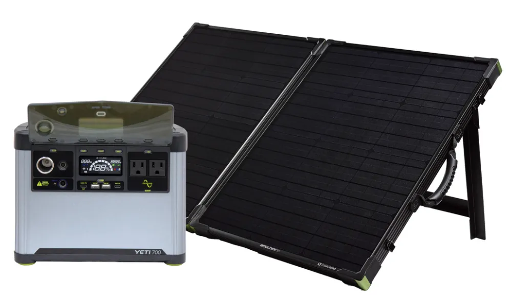 Order Now Goal Zero Yeti 700 Portable Solar Generator with Boulder 100 Briefcase Panel