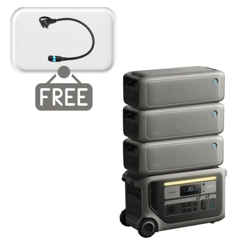 Anker SOLIX F3000 Portable Power Station with 3x BP3000 Expansion Batteries - 12,288 Watt Hours - Includes Free Gas Generator Adapter Discount