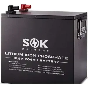SOK Battery SK12V206H 12V 206Ah LiFePO4 Metal Box Bluetooth & Heated High Quality
