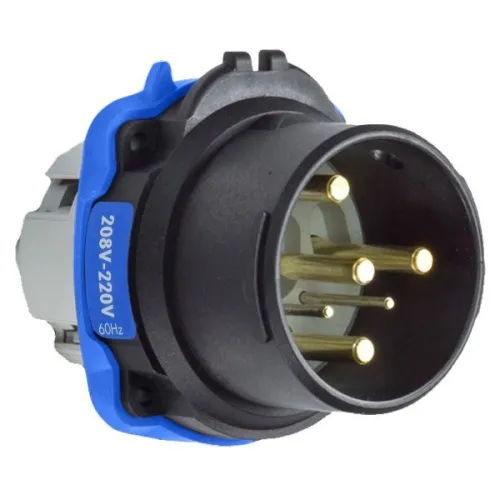 Meltric 22-68163-972 Hazardous Location DXN60 Inlet 208 VAC 60A Black Poly High Quality