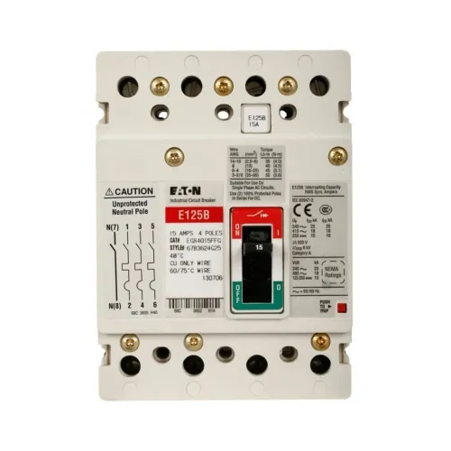 Eaton EGS4090FFGV Molded Case Circuit Breaker, G Series, 347 Max Volt, 90 Amp, Four Pole Special Discount