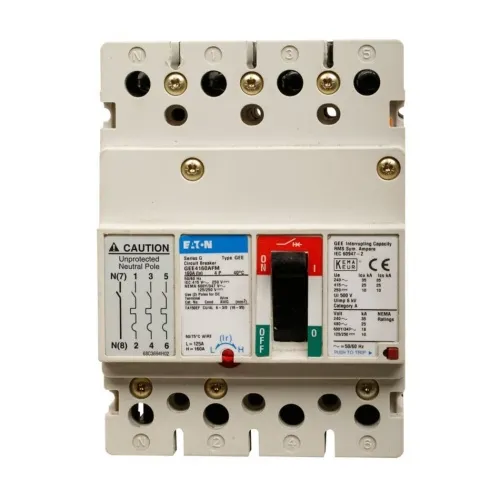 Don’t Miss Out Eaton GEE4063FFM Molded Case Circuit Breaker, G Series, 347 Max Volt, 63 Amp, Four Pole