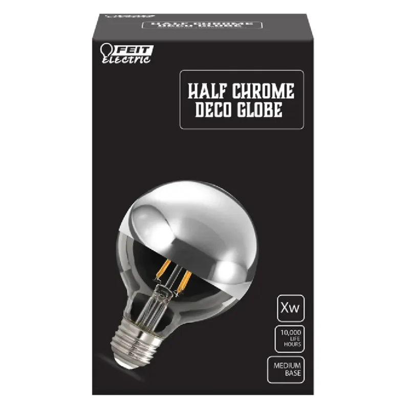 Feit Electric G2540/CHR827FIL Half Chrome Deco Globe LED Bulb, 40 W Markdown